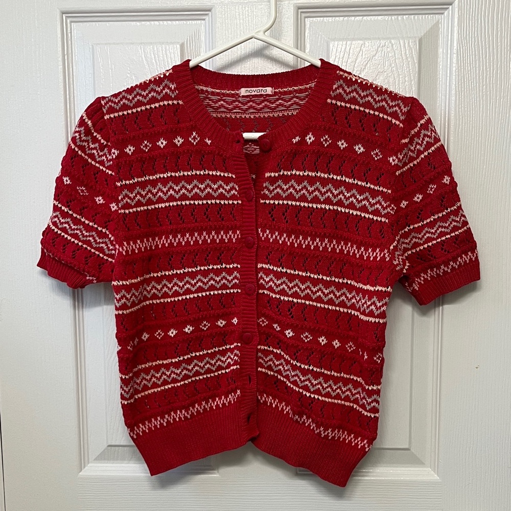 Vintage Novara Made in Japan Red Knit Cardigan